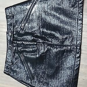 Topshop Black Patent Leather Miniskirt, Sz4, EUC